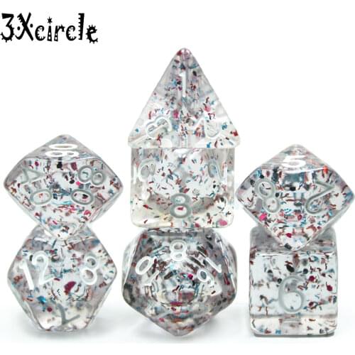7-Die Glittle Polyhedral Dice Set for DND RPG Table Board Roll Playing Games D4 D6 D8 D10 D% D12 D20