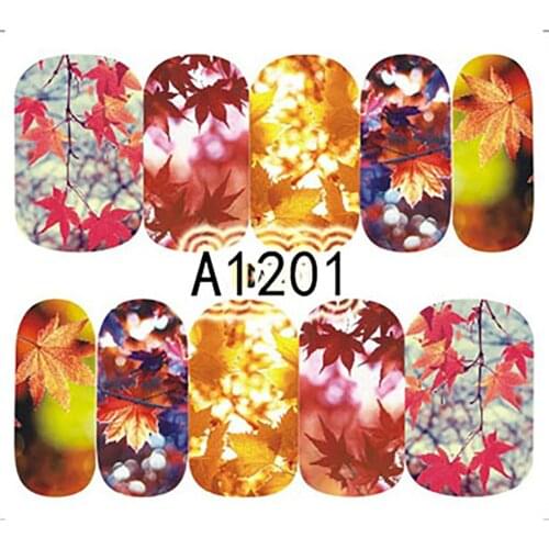 Plant Leaves Nail Stickers Rose Tower Maple Leaf Nail Art Sticker Nails Decals Decoration Landscape Water Stickers For Nails