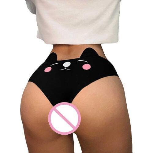 2019 Baoaili New Cute Women Hot Cotton Panties Low Waist Funny Cat CartoonUnderpants daily home comfortable Underwear LWP