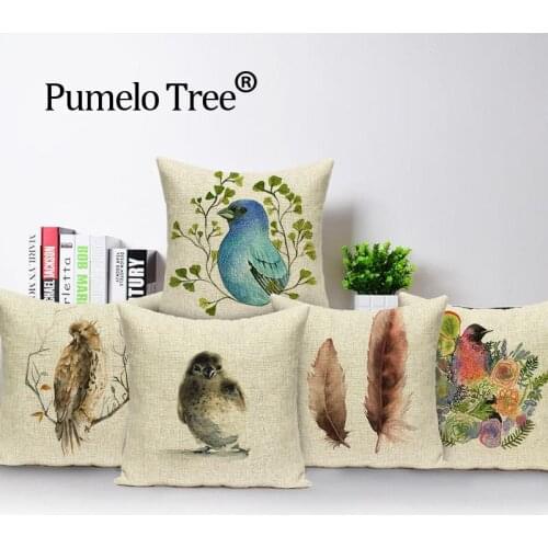 Colorful Feather Cushion Cover Birds Cushions Home Decor Custom Pillow Cover Linen Outdoor Cushions Dropshipping Throw Pillows