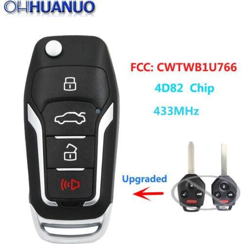 Upgraded Flip Remote Key Fob 4 Button 433MHz With 4D82 For Subaru Forester Impreza 2012-2017 FCC: CWTWB1U766