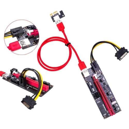PCI-E pcie Riser 009 Express 1X 4x 8x 16x Extender PCI E USB Riser 009S GPU Dual 6Pin Adapter Card SATA 15pin for BTC Miner