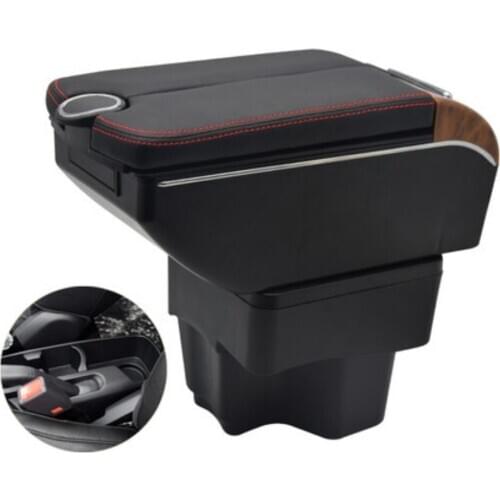 For Russia KIA K2 Rio 3 Armrest Box 2011-2016 Double doors open 7USB Centre Console Storage Box Arm Rest