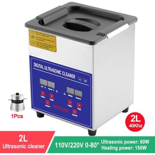 2L Portable Ultrasonic Cleaner 60W Cleaning Machine Bath Jewelry Glasses Dental Ultrasound Washer Digital Display