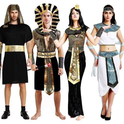 Purim Carnival Ancient Egypt Pharaoh Cosplay Costumes Woman Cleopatra Sexy Dress Man Meideval Priest Clothing Halloween Wear