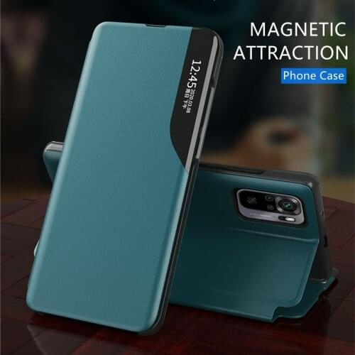 Luxury Window Leather Flip Case For Xiaomi Redmi Note 10 4G 9T 10S Pro Magnetic Stand Cover for Mi 11 10T Lite Protective Coque