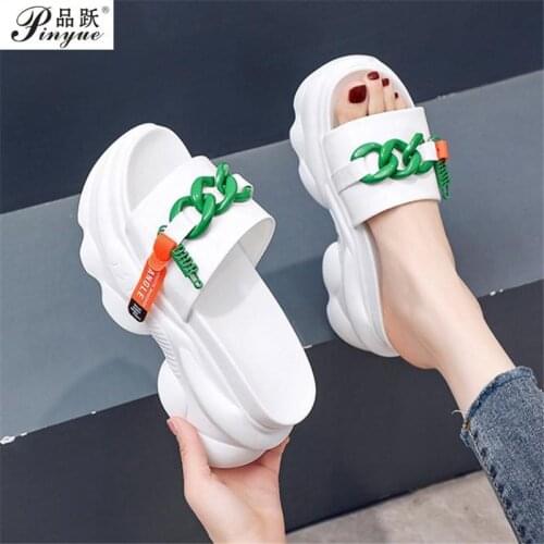New Summer Women Slippers Platform High Heel Shoes 9CM Wedge Sandals Non-slip Ladies Flip Flops Summer Beach Shoes
