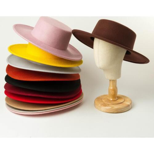 Woolen womens flat hat shopping tour styling felt flat hat