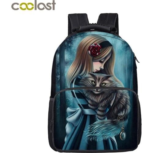 Cartoon Beautiful Girl And Cat School Backpack For Teenage Girls Children School Bags Women Laptop Backpack Female Shoulder Bag