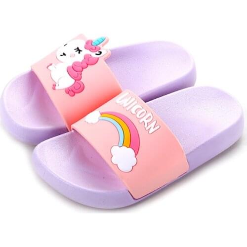 New Unicorn Slippers Boy Girl Summer Kids Rainbow Indoor Slippers Non-Slip Beach Sandals Toddler Home Shoes Baby Flip