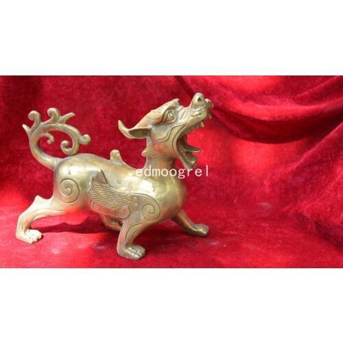 Old QingDyansty Tibet copper fly dragon statue,best collection&adornment,free shipping