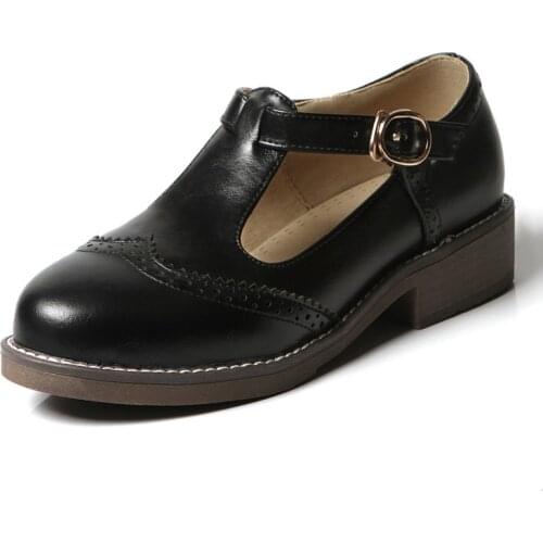 Brand PU Leather Oxfords Shoes For Woman Casual T straps Women Flats Shoes Casual Fashion Spring Summer Lady Flat Loafer Shoes