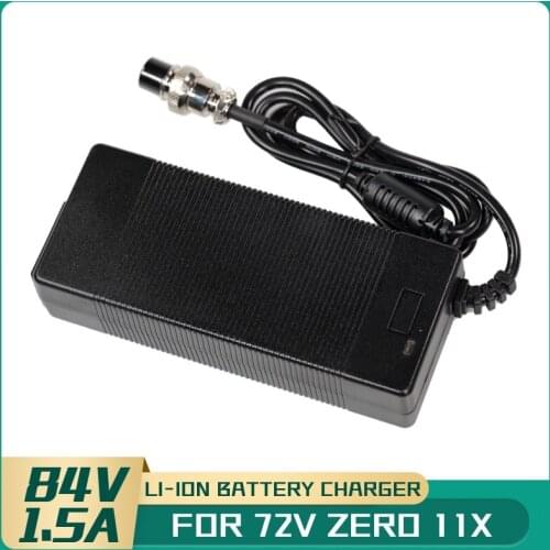 Universal GX16 3-Pin 84V 1.5A AC/DC Li-ion Battery Charger for 72V Model of ZERO 11X Kaabo Wolf King Warrior Dualtron Storm DTX2