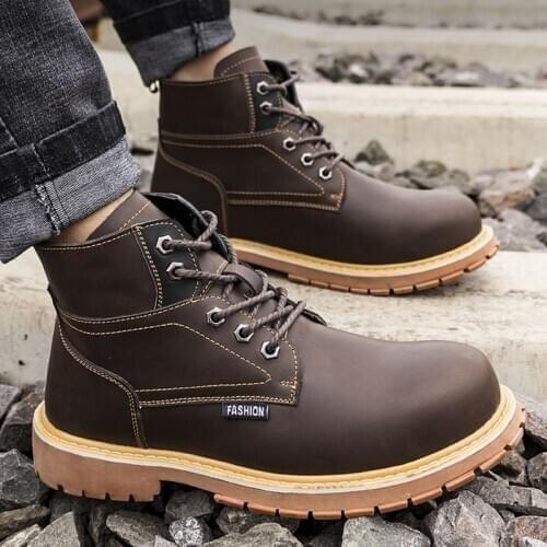 High Quality Leather Winter Boots Men Work Shoes Steel Toe Safety Boots Puncture-Proof Safety Shoes Mens Boots Waterproof Boots