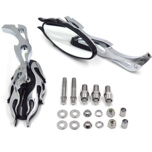 Aftermarket motorcycle accessories retroviseur moto Flame style rearview mirror for harley any cruiser chopper custom Chrome