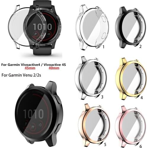 TPU Electroplated Protector Case Cover For Garmin Vivoactive 4s Venu 2s Transparent Protective Shell for vivoactive 4 Venu 2