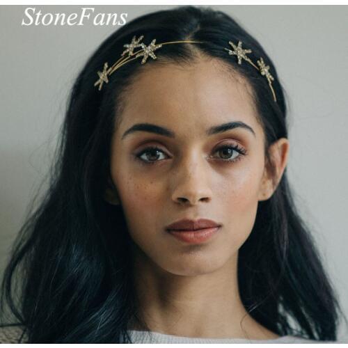 Stonefans Bling Crystal Headband Star Wedding Tiara Jewelry for Women Bridal Headband Rhinestone Hair Accessories Party Hairband