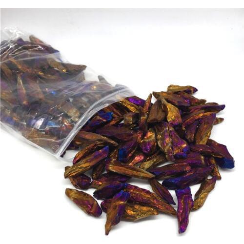 100g Natural Electroplate Colorful Aura Quartz Crystal Rough Stone for crystal