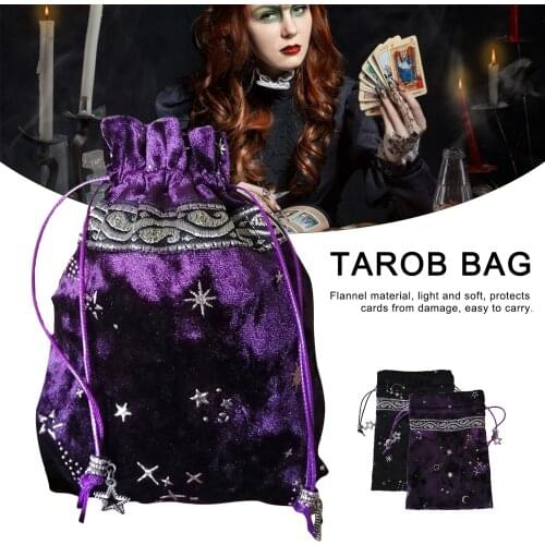 13x18CM Tarot Card Storage Bag Soft Jewelry Flanne Pouch Witch Constellation Energy Crystal Storage Bag Organizer