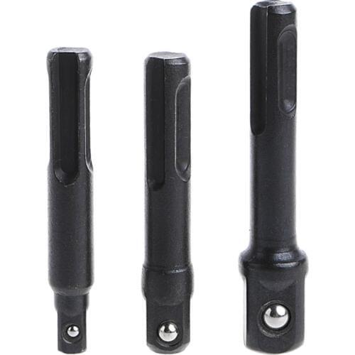 3 Pcs SDS Plus Drill Socket Driver Set 1/4" / 3/8" 1/2" Chuck Adaptor L15