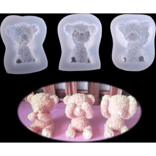 3 Cute Bear Shape Crystal Epoxy Molds Aromatherapy Plaster Molds Chocolate Mold Cake Decoration Tools Baking Tools Supply