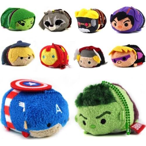9cm Avengers Tsum Plush Iron Man Hulk Captian Amarican Buzz lightyear Snow White Mini Cartoon Phone Pendant Brinquedos Toys Gift