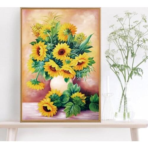AB Diamond Painting DIY Sunflowers Wall Art Diamond Embroidery Cross Stitch Kits Mosaic Partial Drill 70x50cm