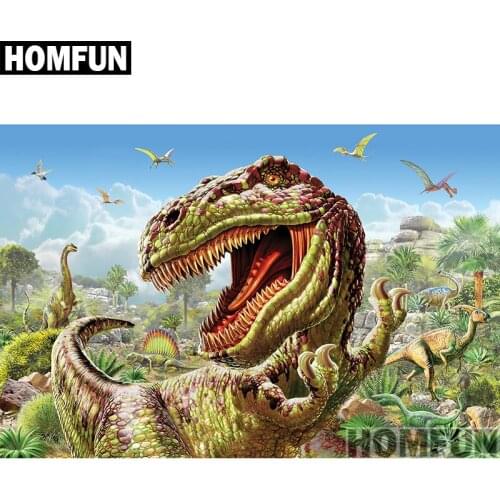 HOMFUN Full Square/Round Drill 5D DIY Diamond Painting "Tyrannosaurus rex" 3D Embroidery Cross Stitch 5D Home Decor A00773