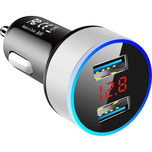 3.1A 5V Car Chargers 2 Ports Fast Charging For Samsung Huawei Iphone Universal Aluminum LED Display Dual USB Car-charger Adapter