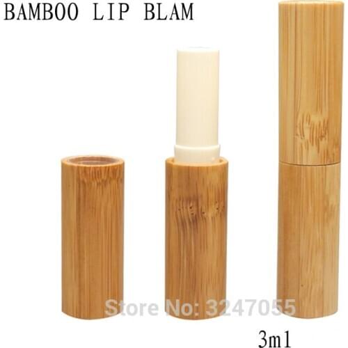 192pcs 3ML Slim Empty Bamboo Makeup Lip Balm Tube, Natural Bamboo Directly Filling Lip Rouge Container, Lipstick Refillable Tube