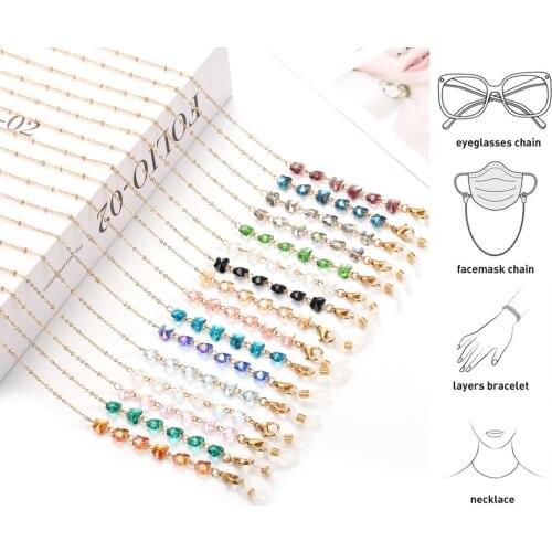 Crystal Butterfly Glasses Chain For Women Fashion Mask Chain Holder Anti-Lost Sunglass Chain Lanyard Neck Cord Eye Wear Jewelry