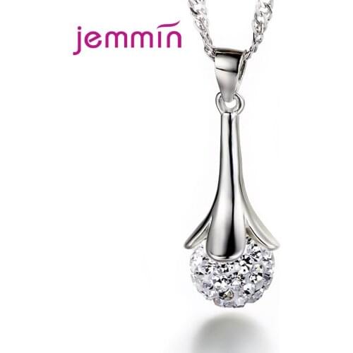 Shiny 925 Sterling Silver Long Chain Necklaces Ball Temperament Pendant Necklaces For Women Wedding Party Choker Friendship Gift