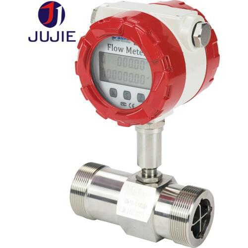 SS304 Digital LCD Thread turbine Flow Meter for water/alcohol/milk/oil clean liquid 4-20mA pulse output industrial use