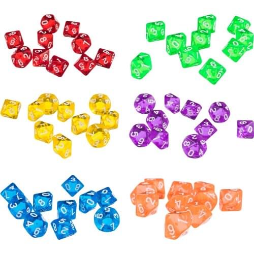 D10 Ten Sided Gem Dice for RPG Dungeons Dragons Games Set of 10 Dice