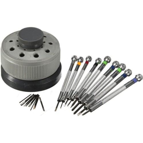 9 Round Head Watch Screwdriver Set 0.5mm 0.6mm 0.8mm 1.0mm 1.2mm 1.4mm 1.6mm 2.0mm 2.5mm Rotating Base Watch Repair Tool