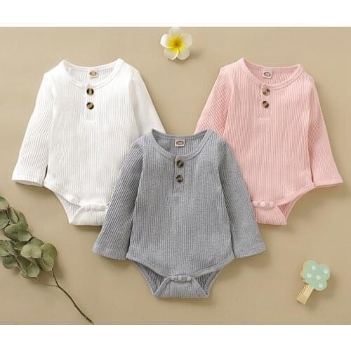 Baby Clothes Boy Girl Jumpsuit Toddler Kids Cotton Bodysuit Baby Solid Outfits Infant Long sleeve 2021