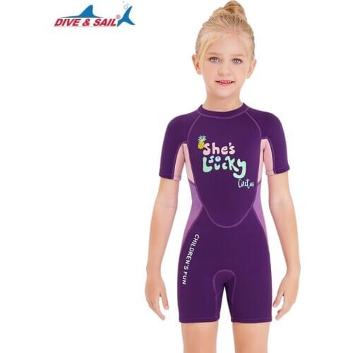 Children Diving Suit Lucky Girl 2.5mm Neoprene Wetsuits Surfing Jellyfish Short Swimwear Wetsuit For Girls Kids Swimsuit