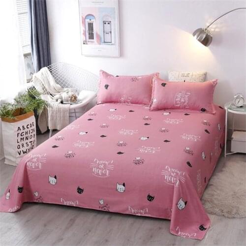 Home Textile Bedding Sheet Lovely Pink Kitty Bed Sheets and Pillowcases King Queen Twin Size Bedspread Bed Cover Set Bed Linen