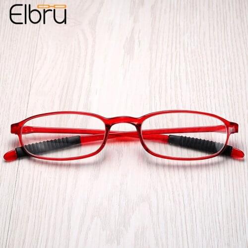 Elbru 2021 New Ultralight TR90 Small Frame Reading Glasses Vintage HD Presbyopic Magnifier Non-slip Rubber Leg Eyewear +1.0 +4.0
