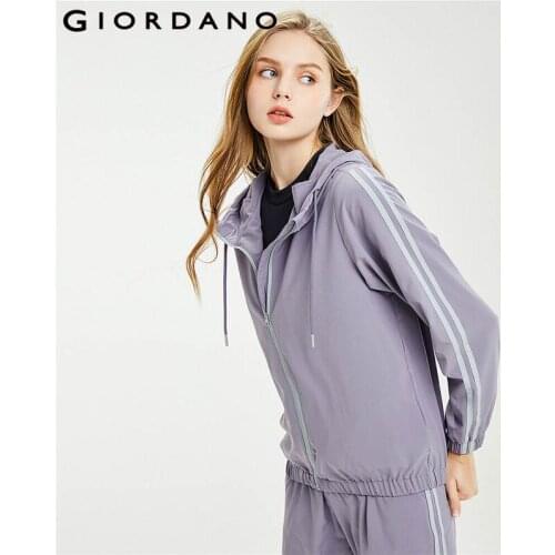 Giordano Women Jackets High-tech Silvadur Contrast Jacket Stretchy Contrast Windproof Hooded Jackets 05371102