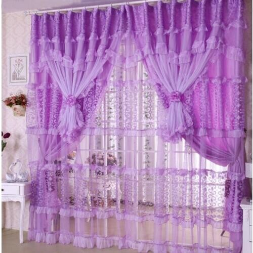 Helen Curtain Hot ! 3 lays lace luxury curtains for living room girls pink purple blackout lace tulle curtains for bedroom 0645