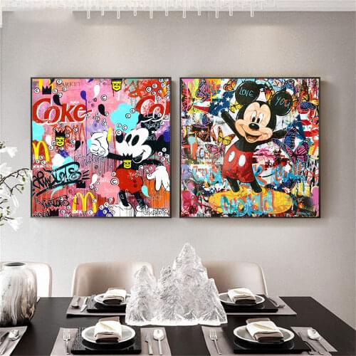 Disney Canvas Painting Mickey Mouse Fashion Posters and Prints On the Wall Art Pictures for Room Wall Home Decor Frameless
