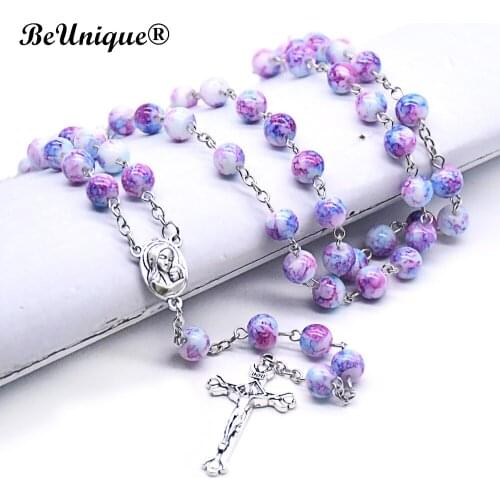 2021 New Handmade catholic rosary Cross necklace virgin mary pendant center piece,connectors, Christmas Religious wedding gifts