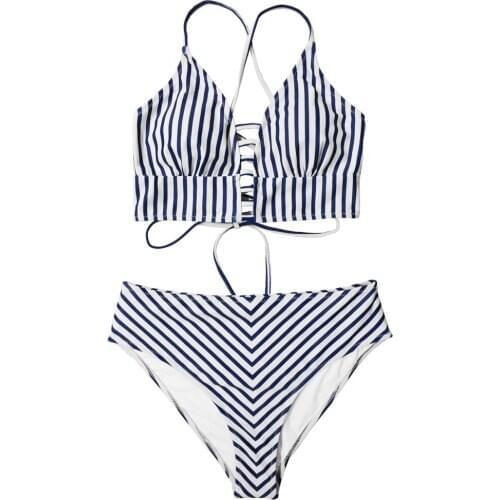 VECENEY Women Strappy Bikini Set High Waisted Strappy Two Pieces