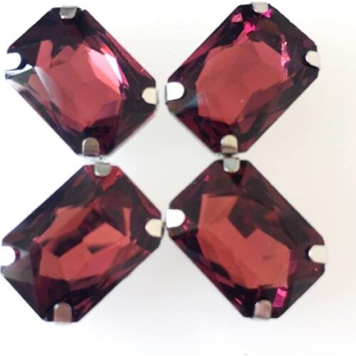 Wine red High quality crystal glass flatback loose rhinestones Silver claw,sew on rhinestone with a hole