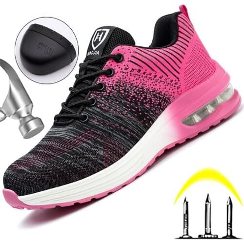 Lightweight Safety Shoes Women Men Air Cushion Work Sneakers Steel Toe Shoes Indestructible Safety Boots Anti-smash Work Shoes