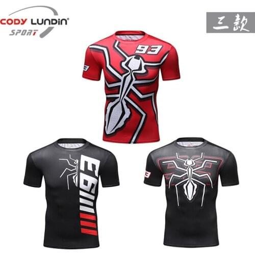 Mens Sports Compression Shirt Gym Fitness Quick Dry Tee Shirts Short Sleeve Crossfit MMA Bodybuilding Workout Running T-shirt