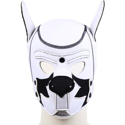 Men/Women Sexy Dog Headgear All-Inclusive Stage Dress Up Mask Removable Headgear Adults Games Cosplay Flirt Sex Tools White