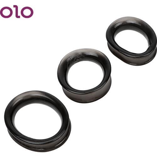 OLO Dildo Extender Delay Ejaculation Male Masturbator Penis Ring 3pcs/Sets Adult Products Cock Ring Sex Toys for Men