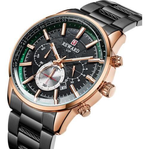 REWARD Luxury Top Brand Fashion Men Watch Chronograph Sports Waterproof Mens Watch Man Clock Luminous Stop Quartz Watch Date